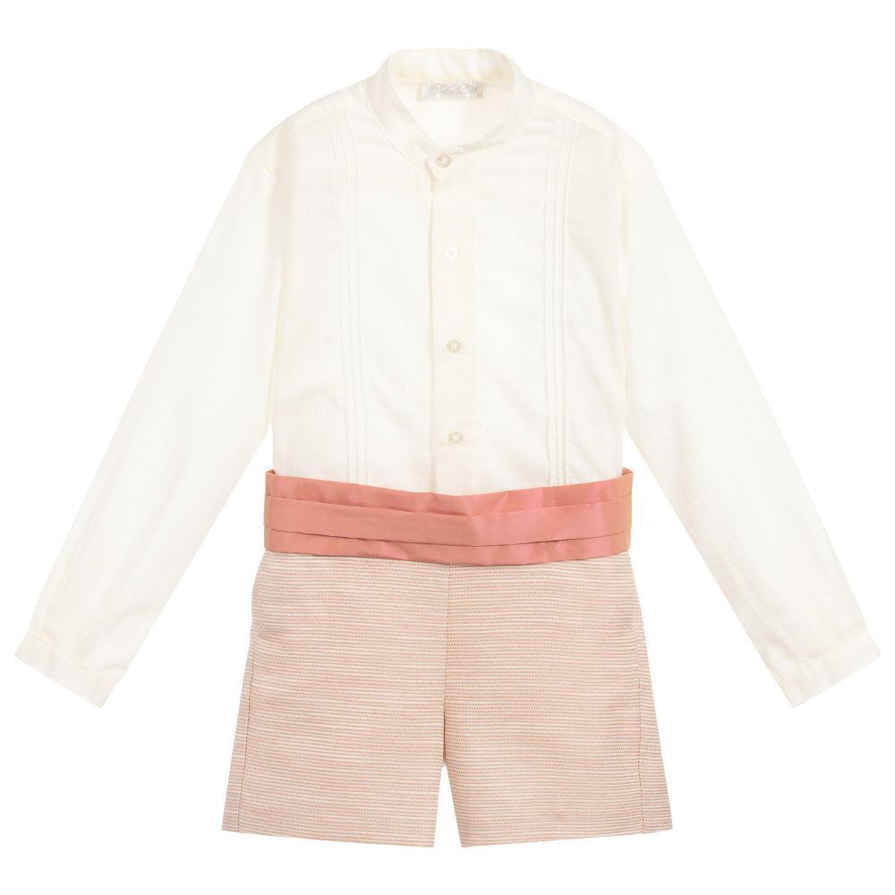 Dolce Petit - Beige & Pink Shorts Set | Childrensalon