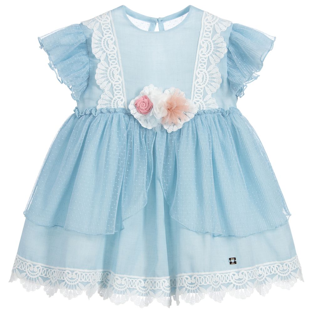 Dolce Petit - Girls Blue Lace Dress | Childrensalon