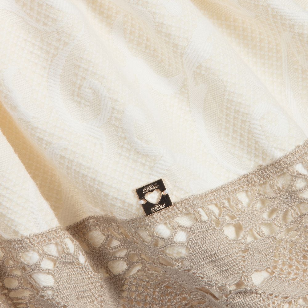 Dolce Petit-فستان مزيج قطن و دانتيل لون عجي و بيج | Childrensalon Outlet