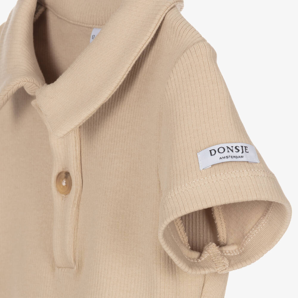 Donsje-Бежевое боди из органического хлопка | Childrensalon Outlet