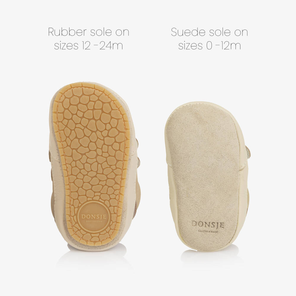 Donsje-Baby Boys Pale Beige Leather Teddy Bear Pre-Walker Shoes | Childrensalon Outlet