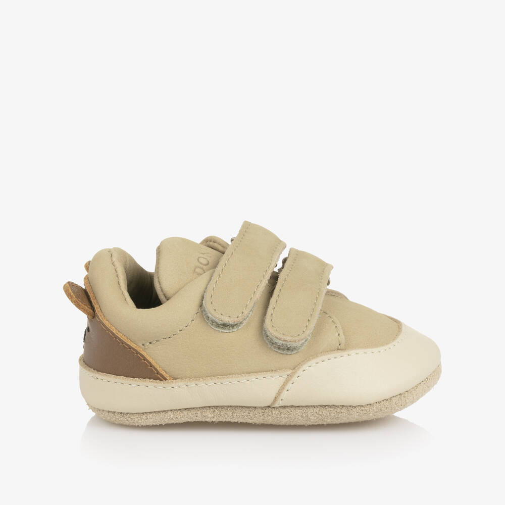 Donsje-Baby Boys Pale Beige Leather Teddy Bear Pre-Walker Shoes | Childrensalon Outlet