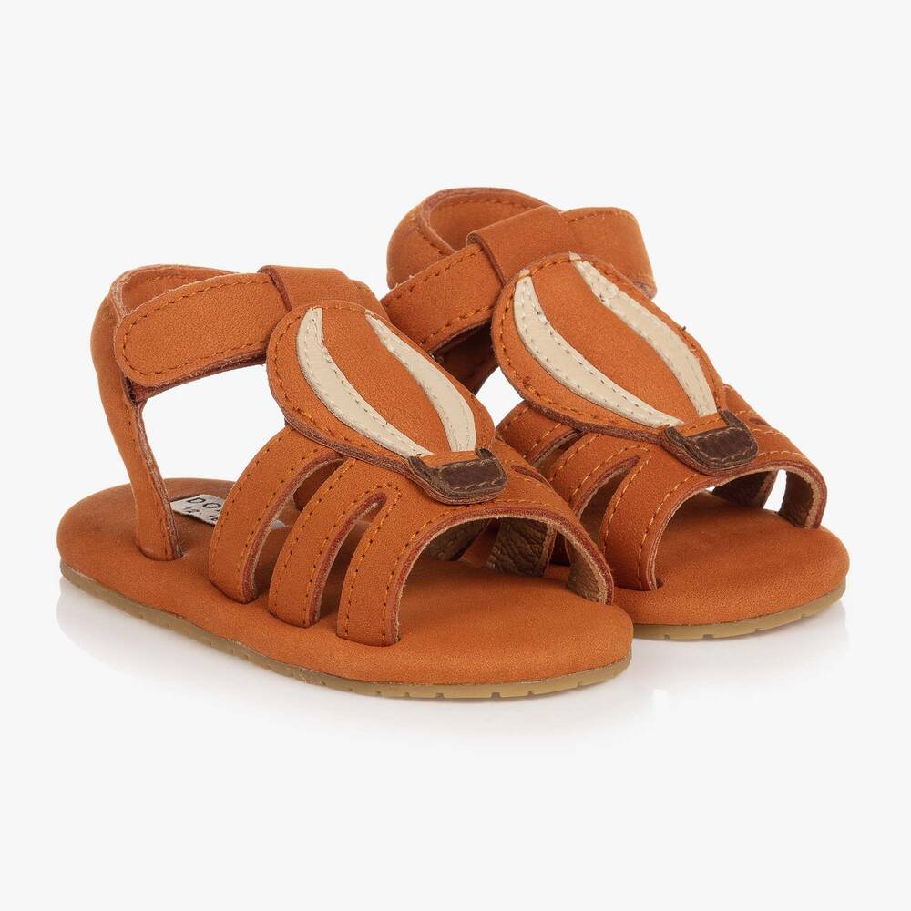 Donsje - Baby Boys Tan Brown Nubuck Leather Sandals | Childrensalon