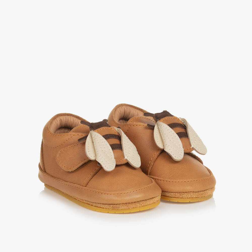 Donsje-Baby Brown Leather Bee Pre-Walker Shoes | Childrensalon Outlet