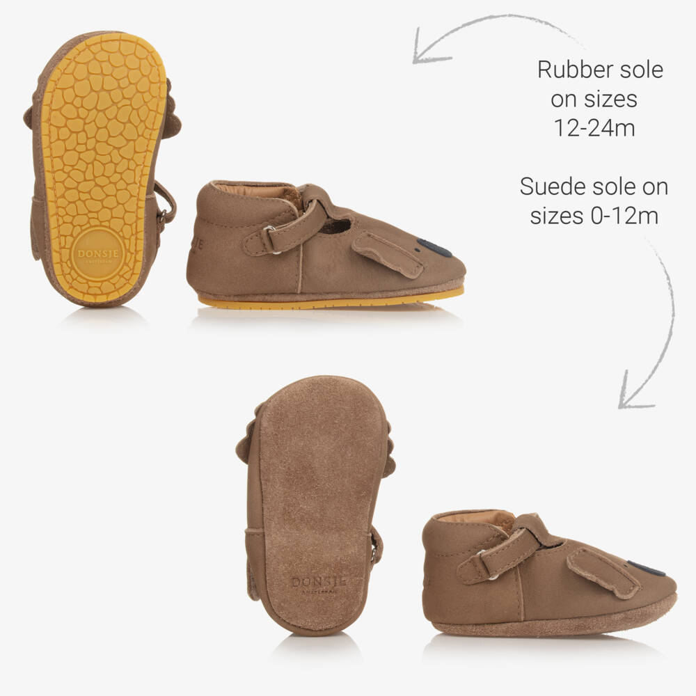 Donsje-Baby Brown Leather Pre-Walker Shoes | Childrensalon Outlet