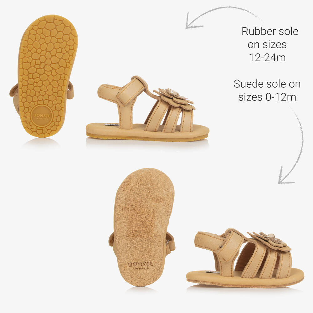 Donsje-Baby Girls Beige Leather Pre-Walker Sandals | Childrensalon Outlet