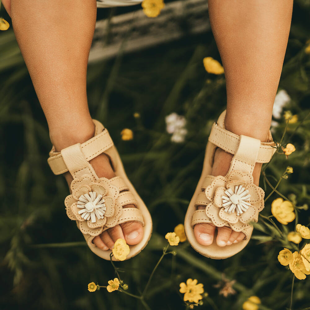Donsje-Baby Girls Beige Leather Pre-Walker Sandals | Childrensalon Outlet