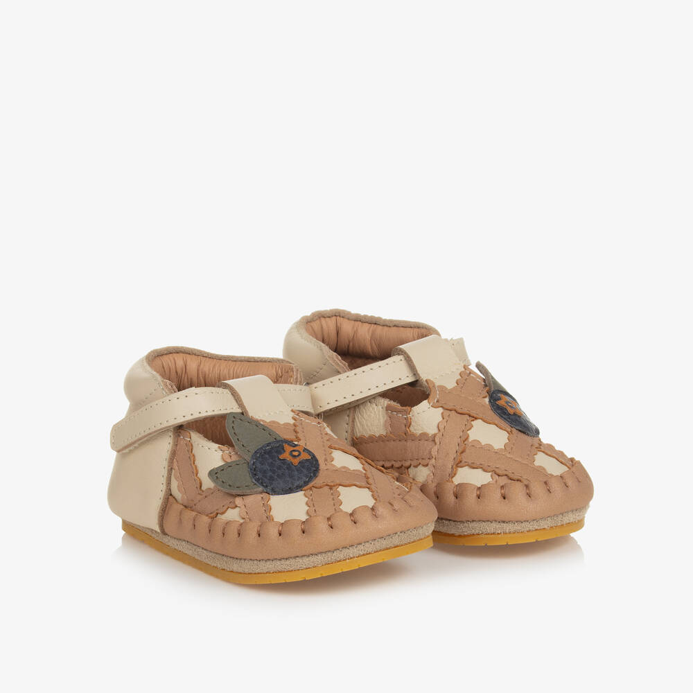 Baby Girls Beige Leather Pre Walker Shoes