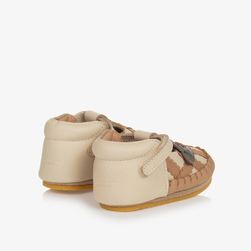 Donsje-Baby Girls Beige Leather Pre-Walker Shoes | Childrensalon Outlet