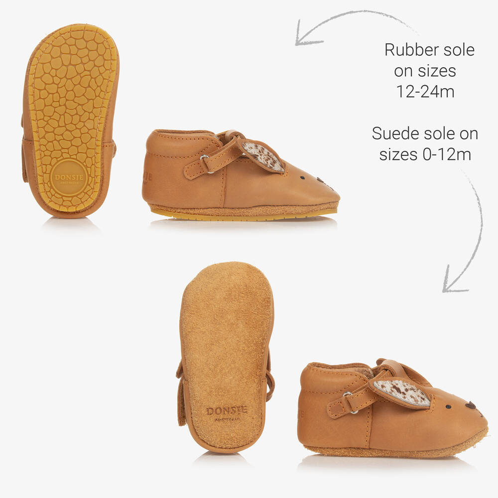 Donsje Baby Girls Brown Leather Pre Walker Shoes