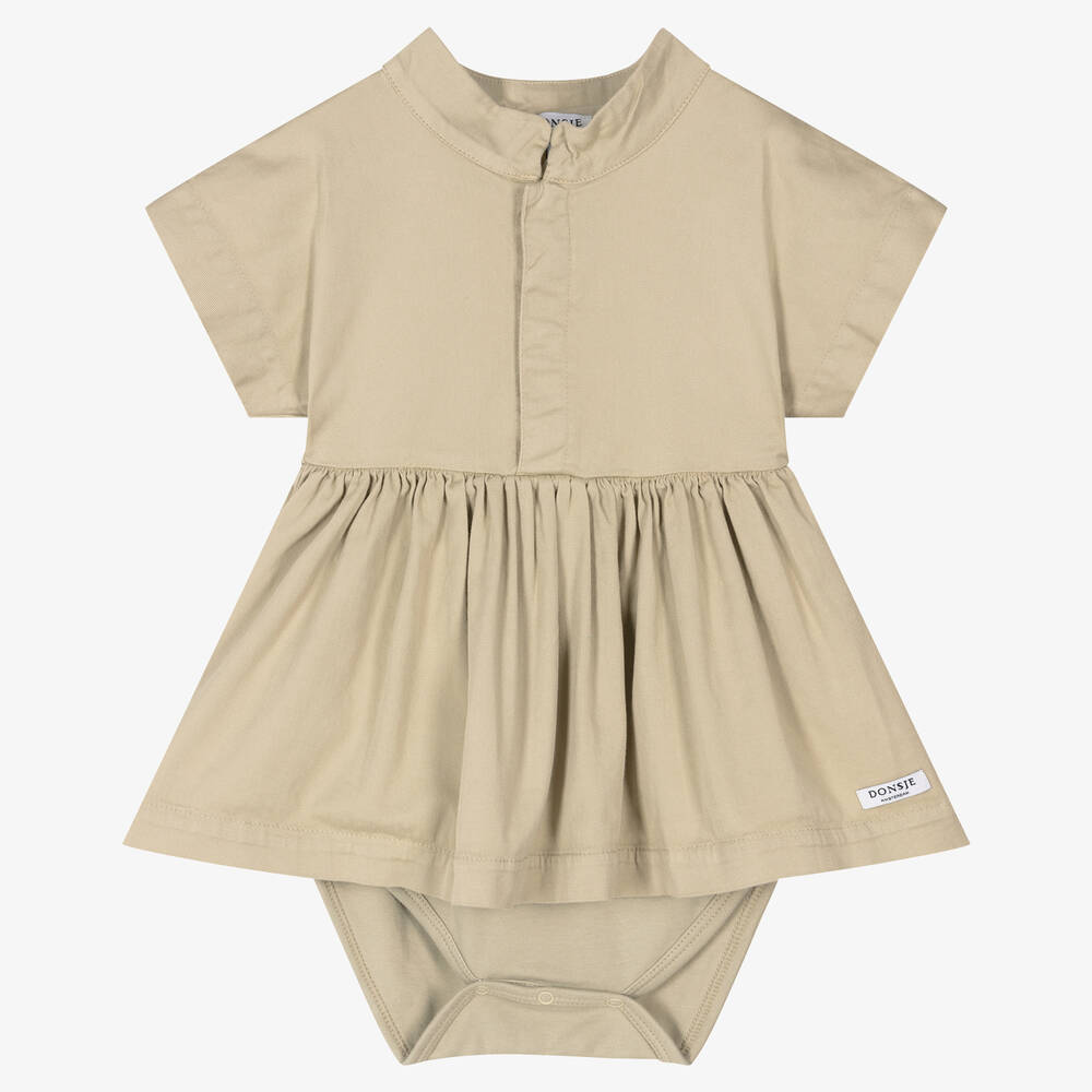 Donsje - Baby Girls Green Organic Cotton Dress | Childrensalon