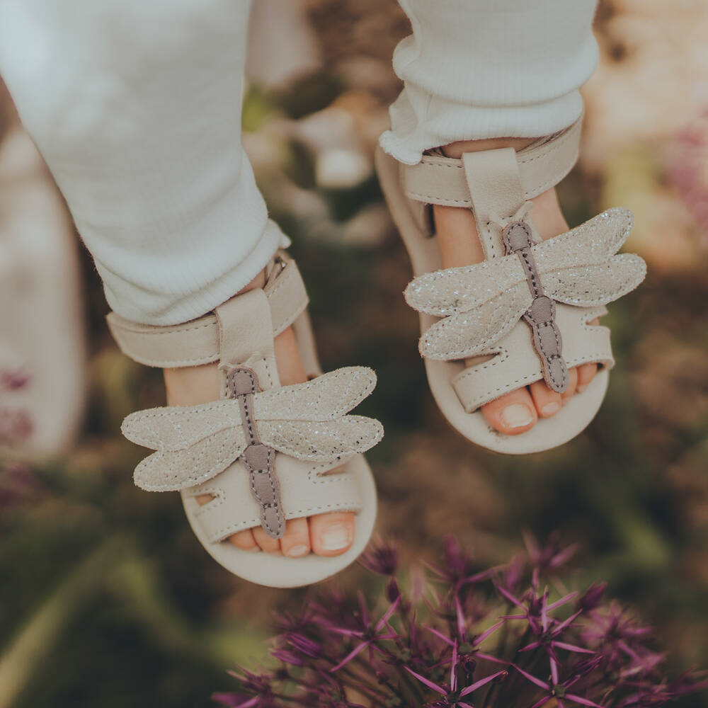 Donsje-Baby Girls Grey Leather Pre-Walker Sandals | Childrensalon Outlet