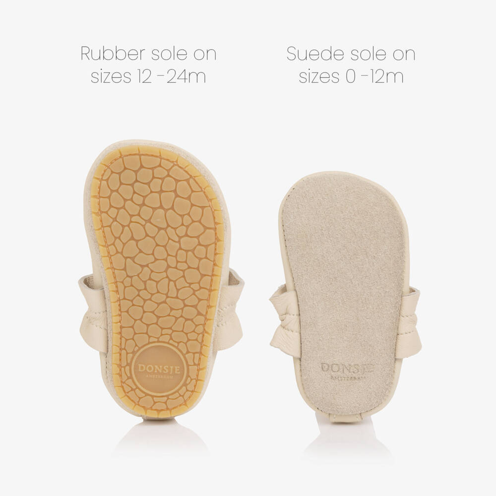 Donsje-Baby Girls Ivory Leather Ballerina Pre-Walker Shoes | Childrensalon Outlet