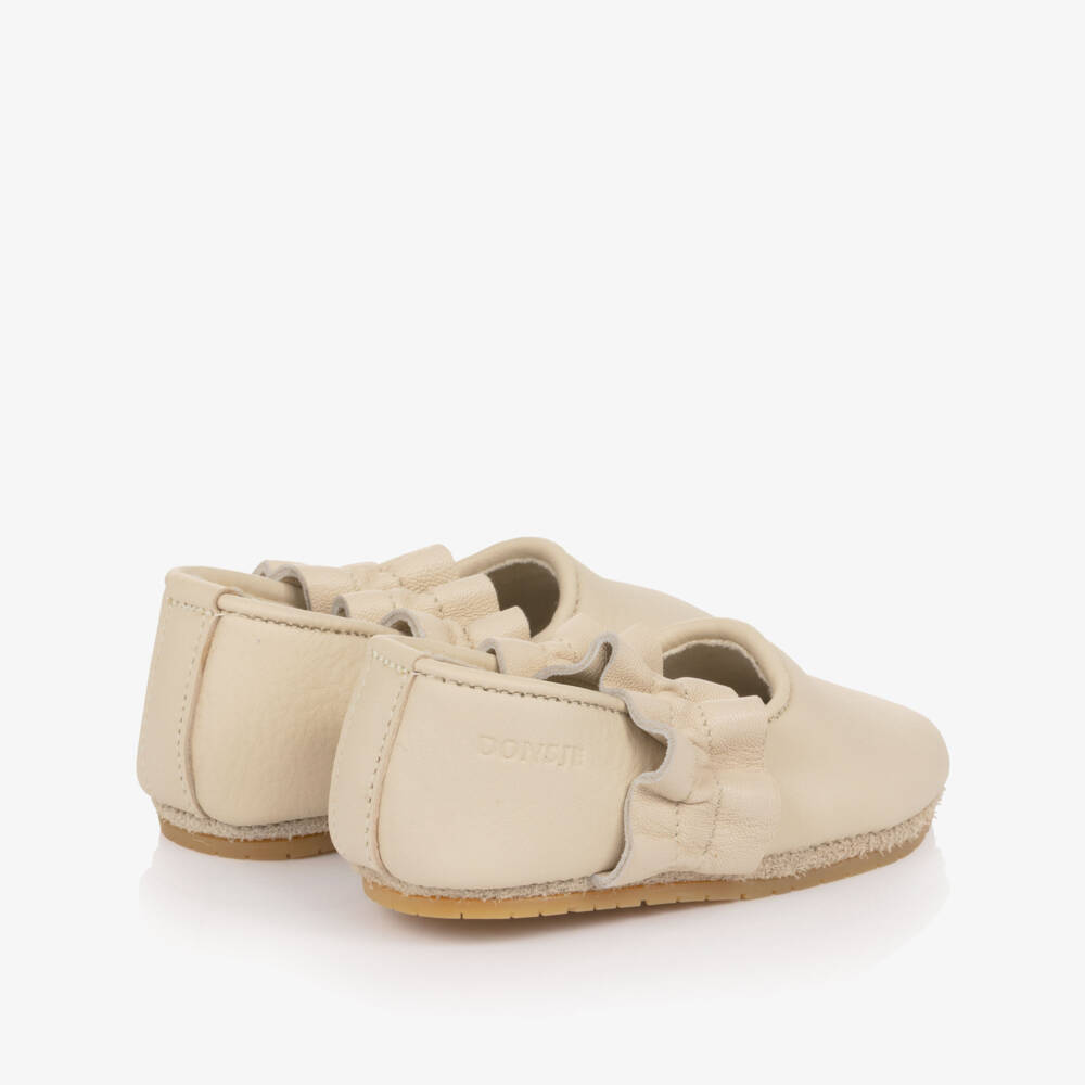 Donsje-Baby Girls Ivory Leather Ballerina Pre-Walker Shoes | Childrensalon Outlet