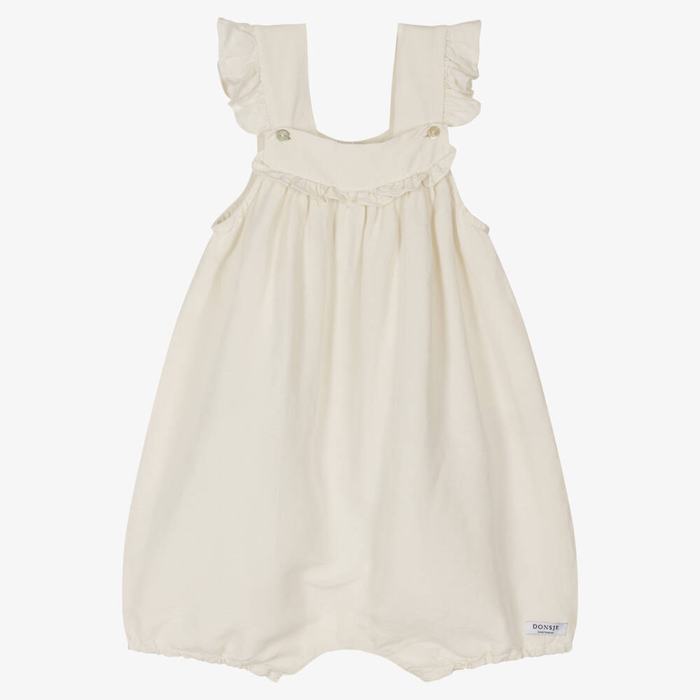 Donsje - Baby Girls Ivory Linen Shortie | Childrensalon