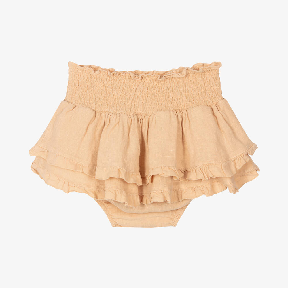 دونسجي-تنورة كتان لون برتقالي للمولودات | Childrensalon Outlet