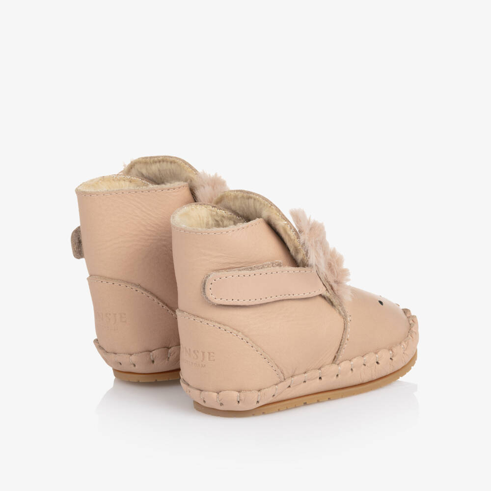 Donsje-Baby Girls Pink Leather Bunny Pre-Walker Boots | Childrensalon Outlet