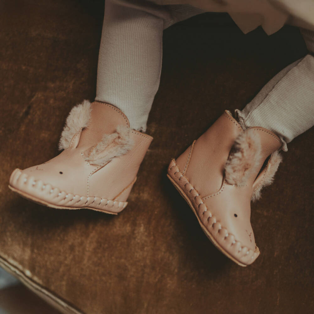 Donsje-Baby Girls Pink Leather Bunny Pre-Walker Boots | Childrensalon Outlet