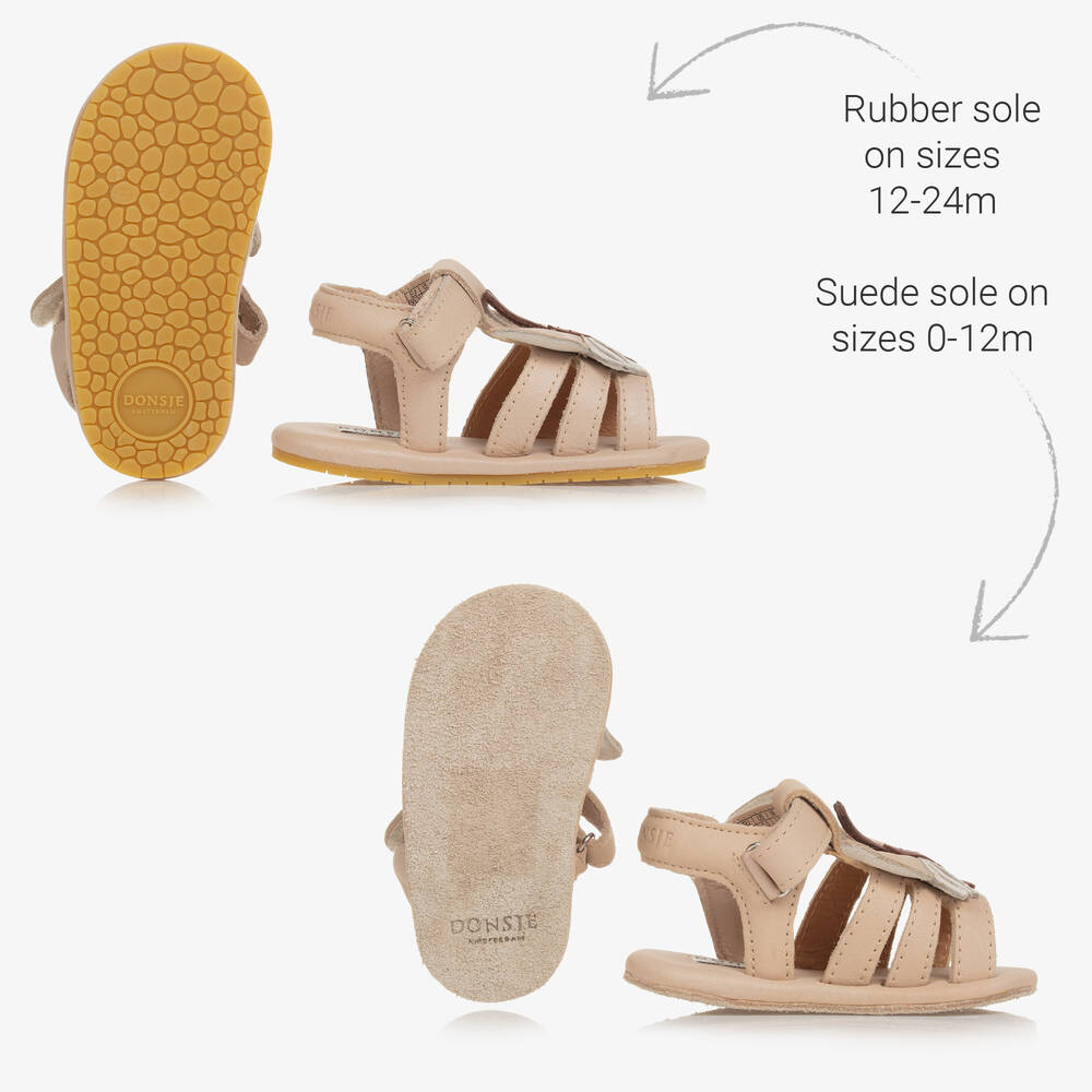 دونسجي-صندل جلد لون زهري لمرحلة قبل المشي للمولودات | Childrensalon Outlet