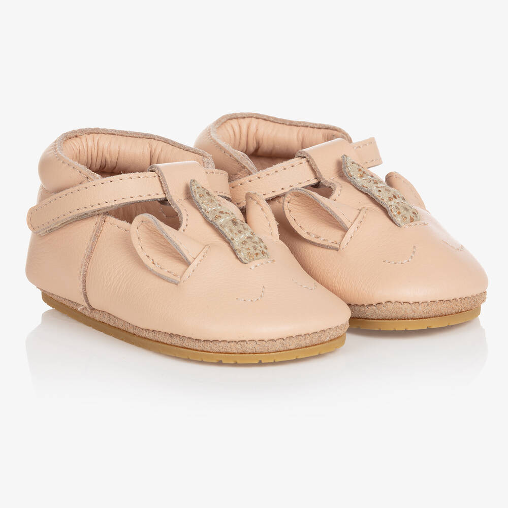 Donsje - حذاء جلد لون زهري لمرحلة قبل المشي للمولودات | Childrensalon