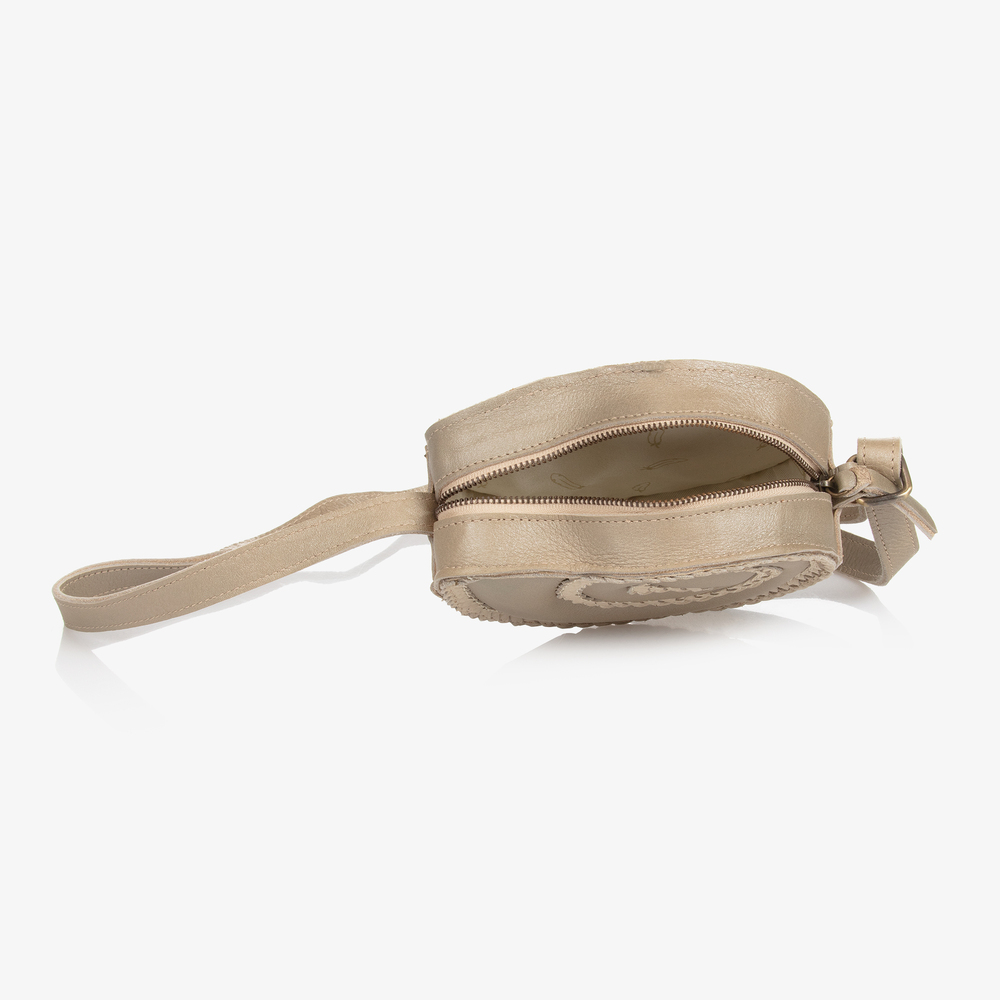 Donsje-Beige Gold Shell Bag (14cm) | Childrensalon Outlet