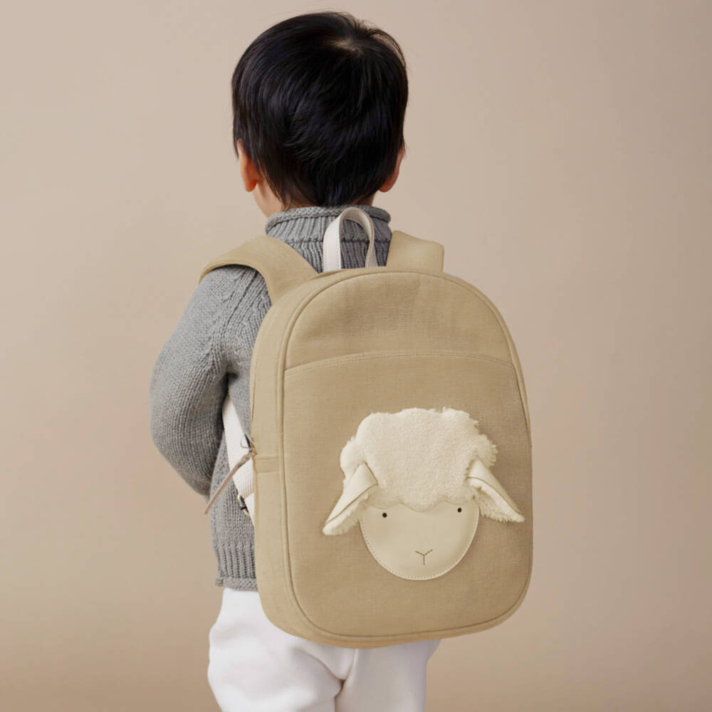 Donsje-Beige Lammy Backpack (30cm) | Childrensalon Outlet