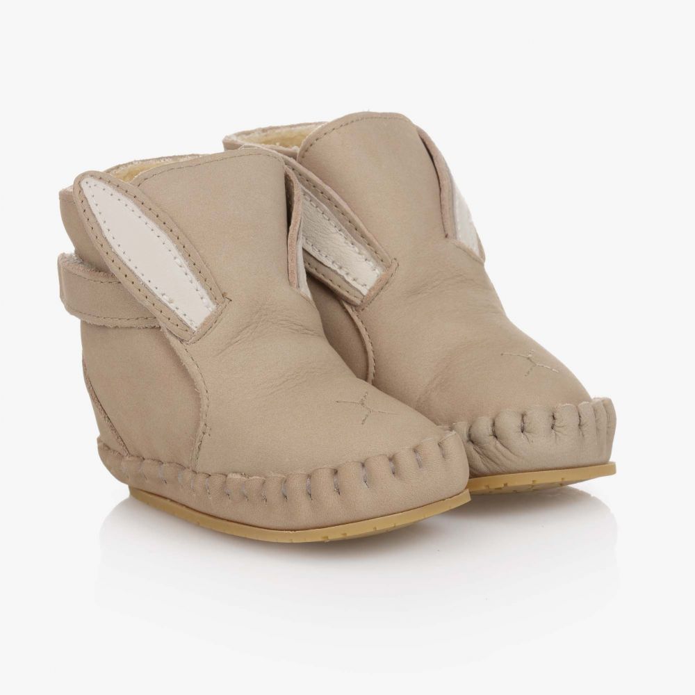 Donsje-Beige Leather Bunny Boots | Childrensalon Outlet