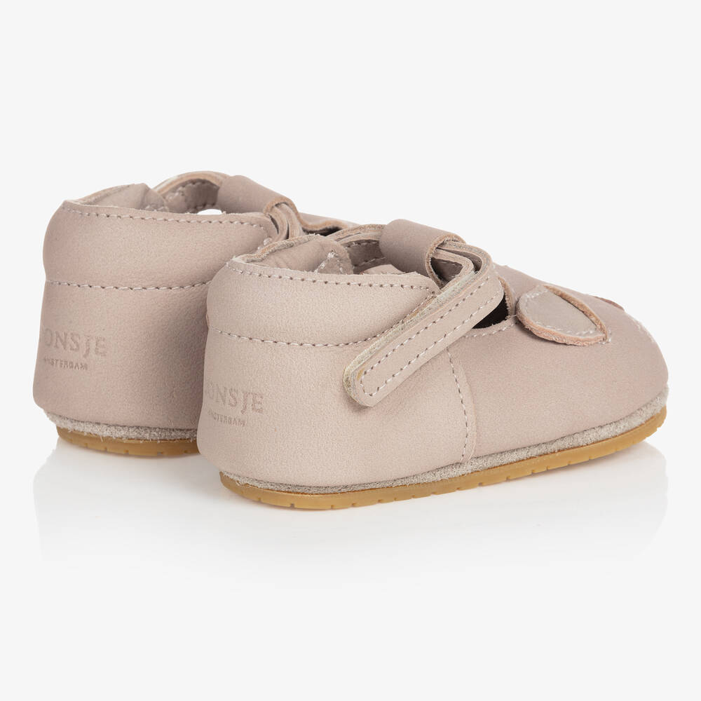 Donsje-Бежевые кожаные пинетки Кошка | Childrensalon Outlet