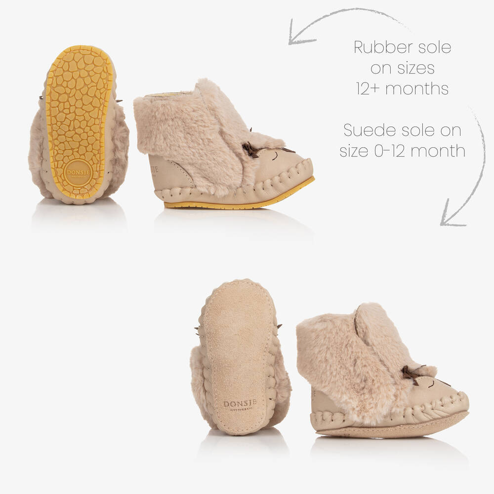 دونسجي-بوت فرو صناعي وجلد لون بيج للأطفال | Childrensalon Outlet