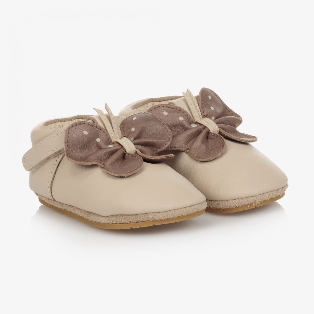 Donsje - حذاء جلد لون بيج لمرحلة قبل المشي للمولودات | Childrensalon