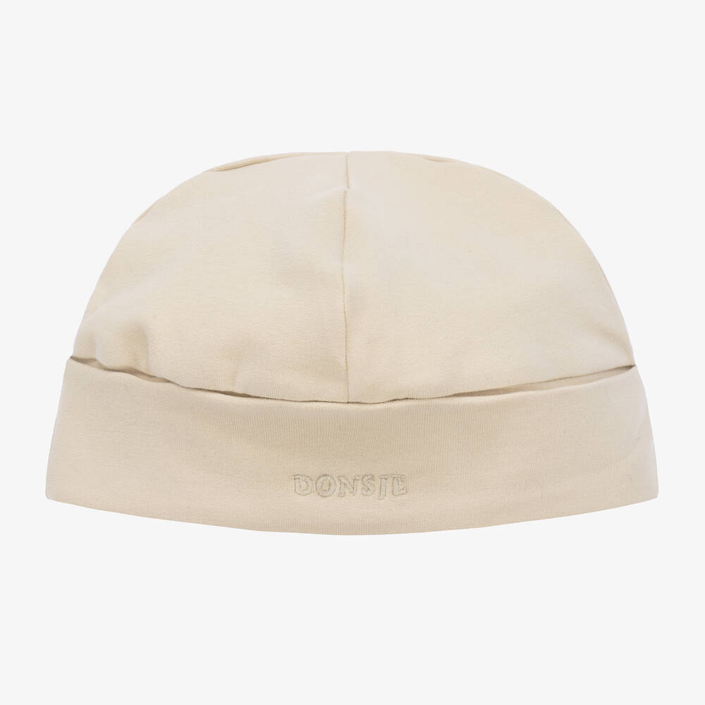 Donsje-Beige Organic Cotton Bunny Baby Hat | Childrensalon Outlet