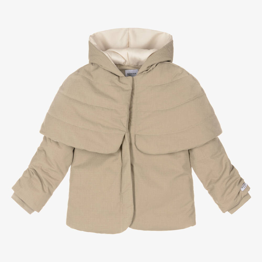Donsje - Бежевая утепленная куртка с пелериной | Childrensalon