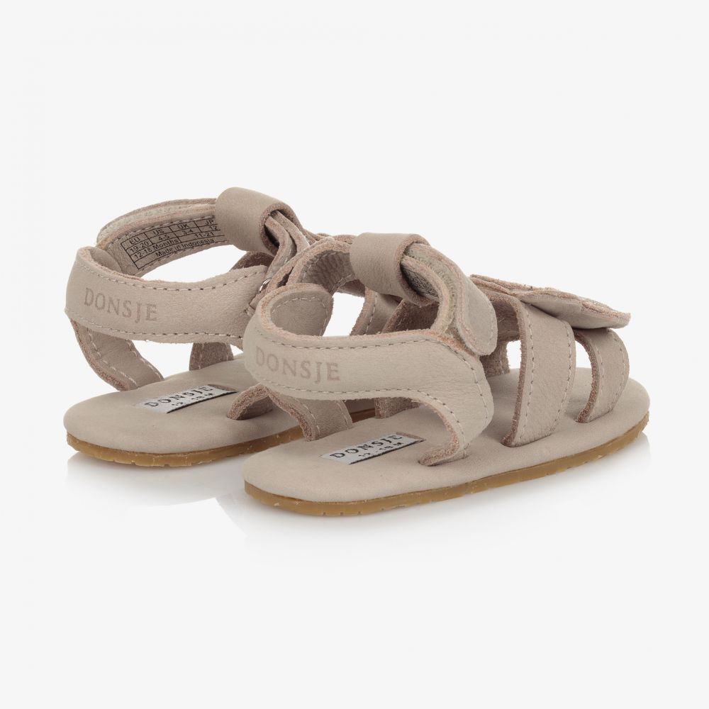 دونسجي-صندل بشريط لاصق شامواه لون بيج للمولودات | Childrensalon Outlet