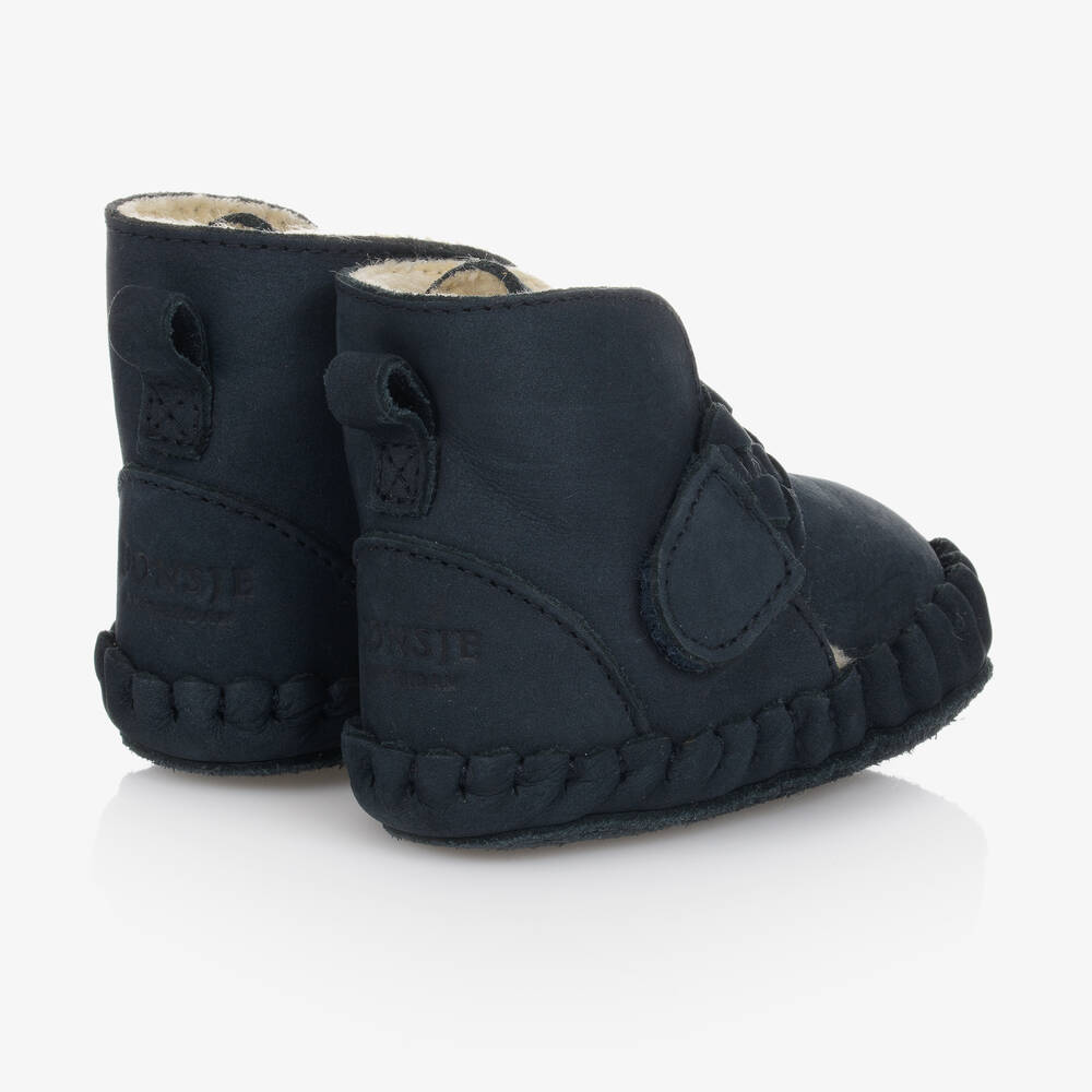Donsje-Blue Plaited Leather Baby Boots | Childrensalon Outlet