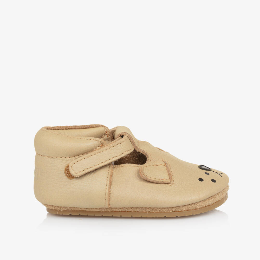Donsje-Boys Beige Leather Lion Booties | Childrensalon Outlet
