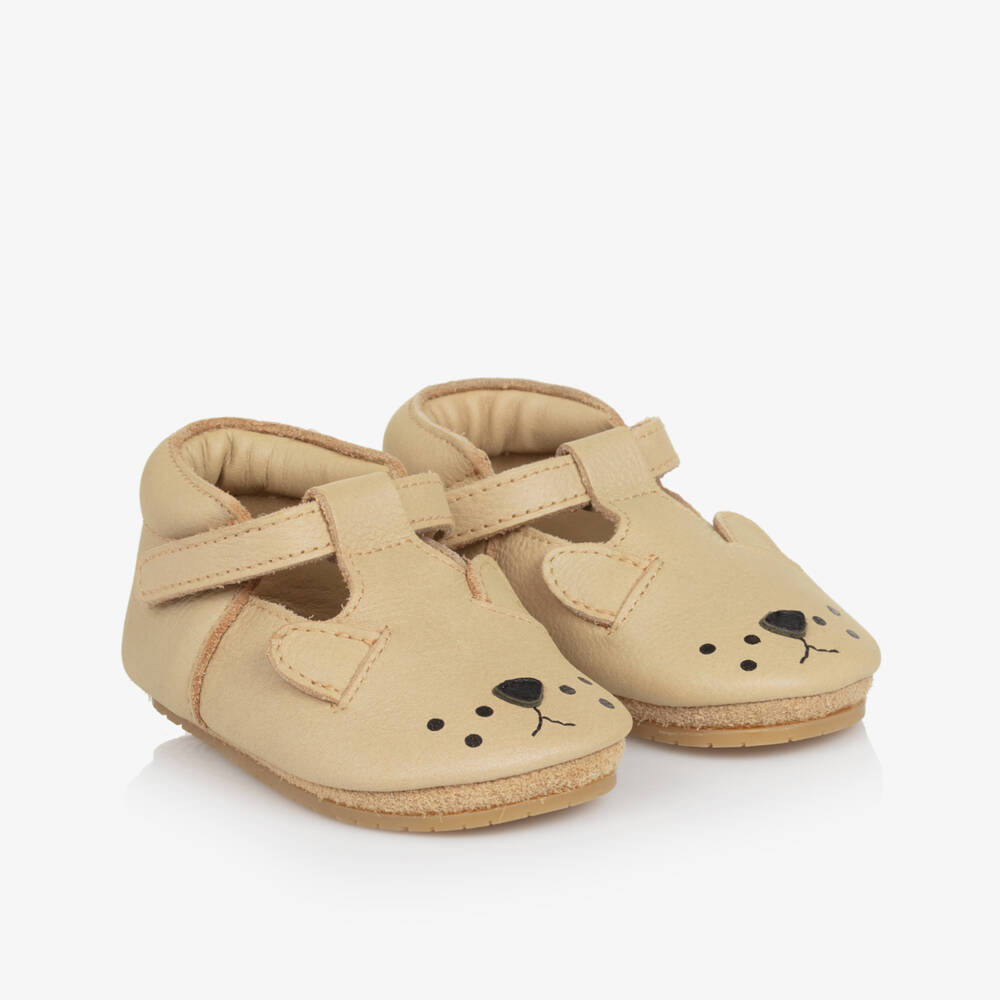 Donsje-Boys Beige Leather Lion Booties | Childrensalon Outlet