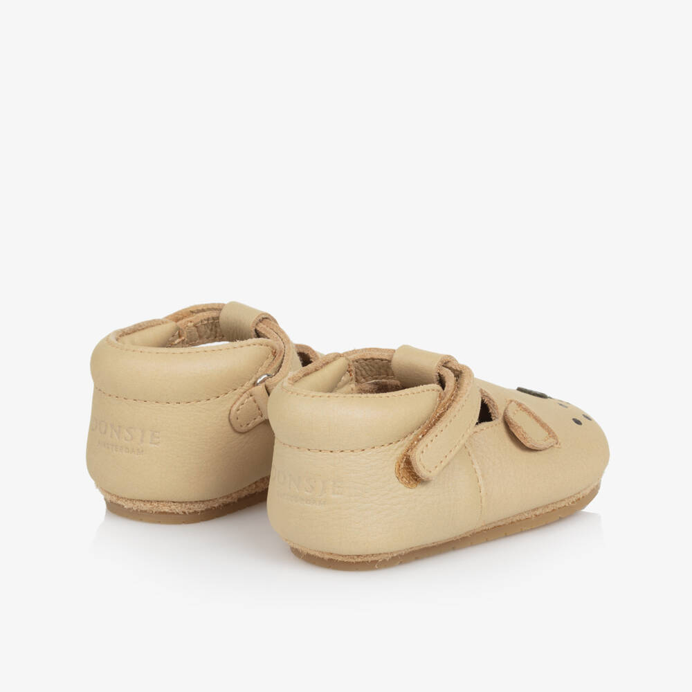 Donsje-Boys Beige Leather Lion Booties | Childrensalon Outlet