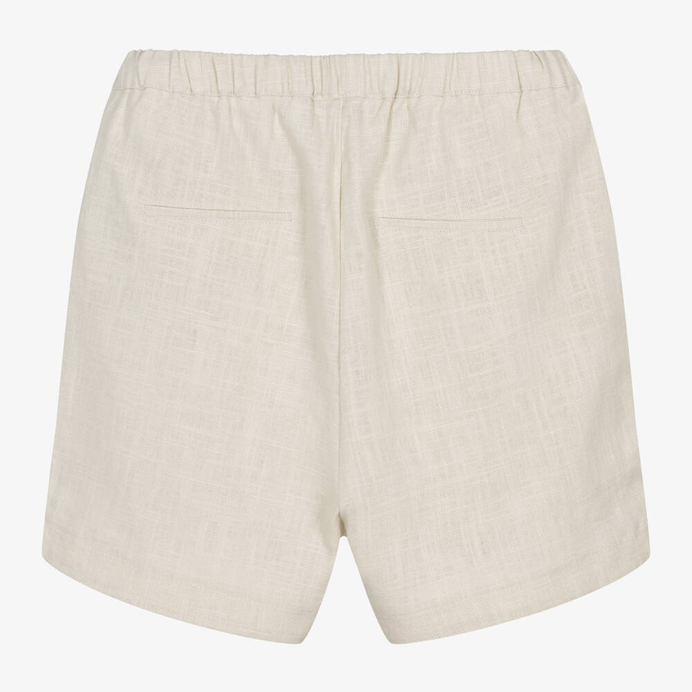 Donsje-Boys Beige Linen Shorts | Childrensalon Outlet