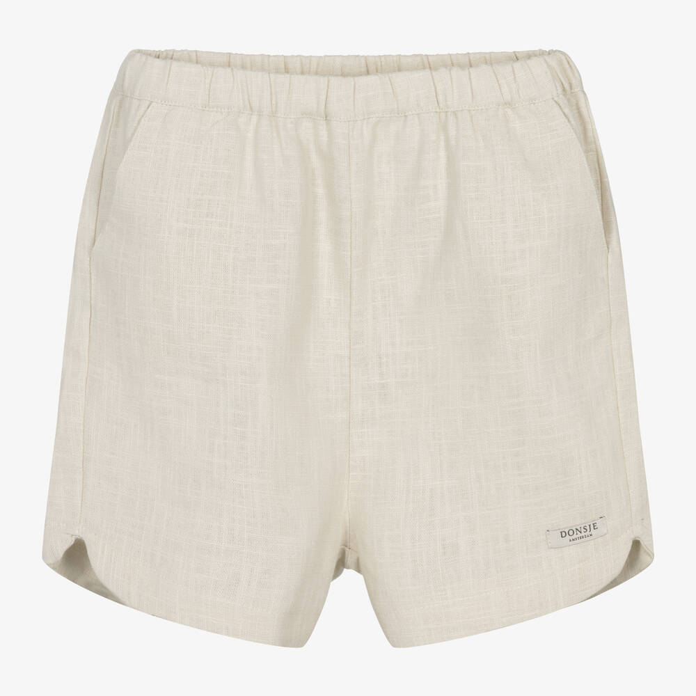 Donsje-Boys Beige Linen Shorts | Childrensalon Outlet
