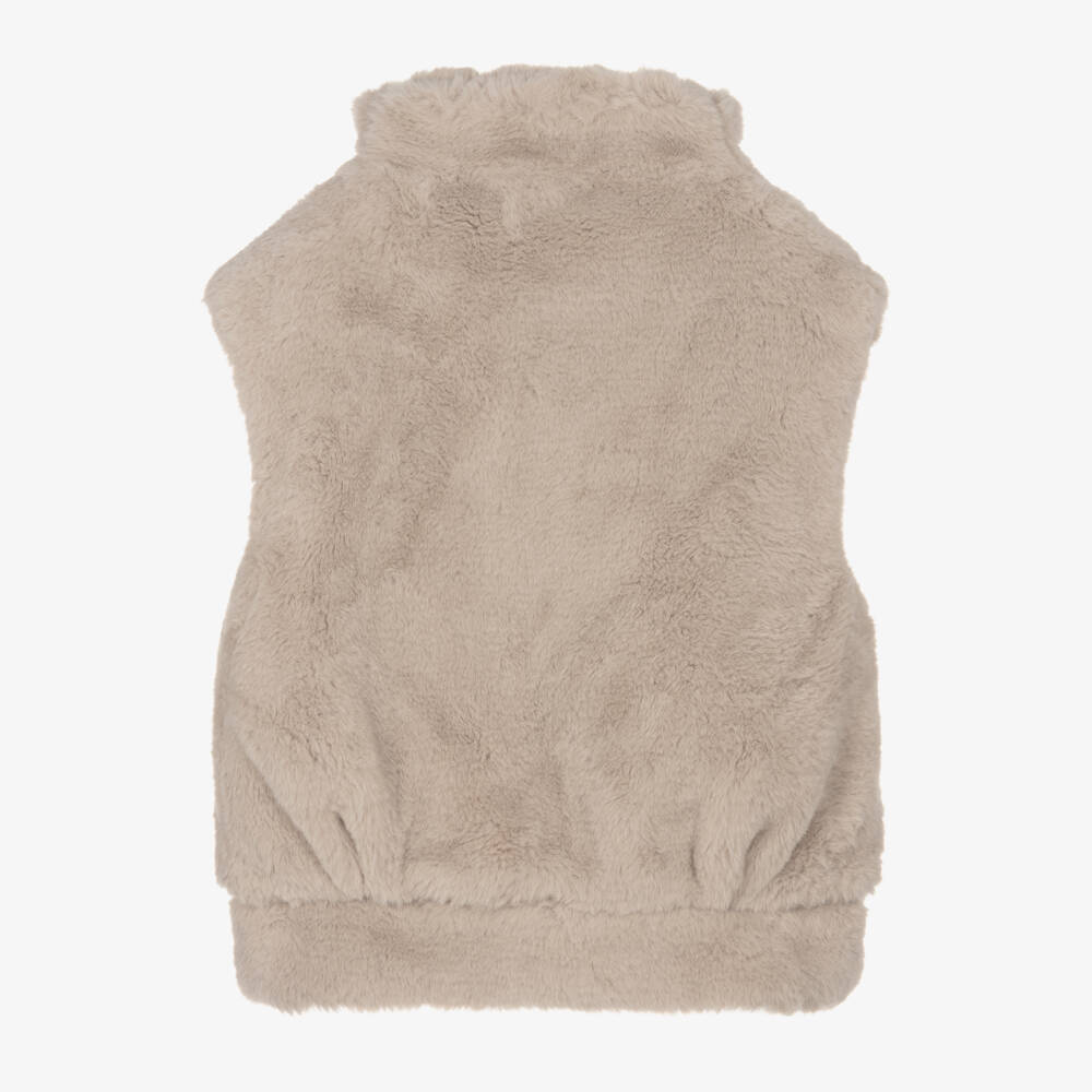 Donsje-Boys Beige Plush Bodywarmer | Childrensalon Outlet