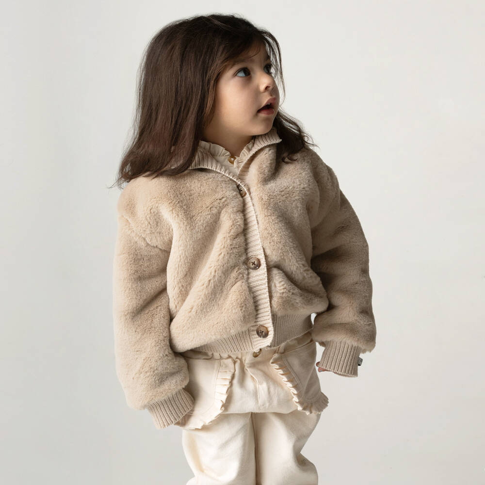 Donsje-Boys Beige Plush Cozy Jacket | Childrensalon Outlet