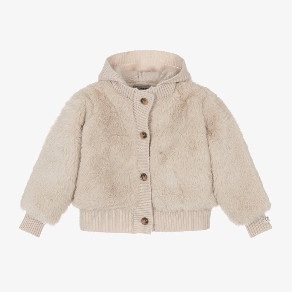 Donsje-Boys Beige Plush Cozy Jacket | Childrensalon Outlet