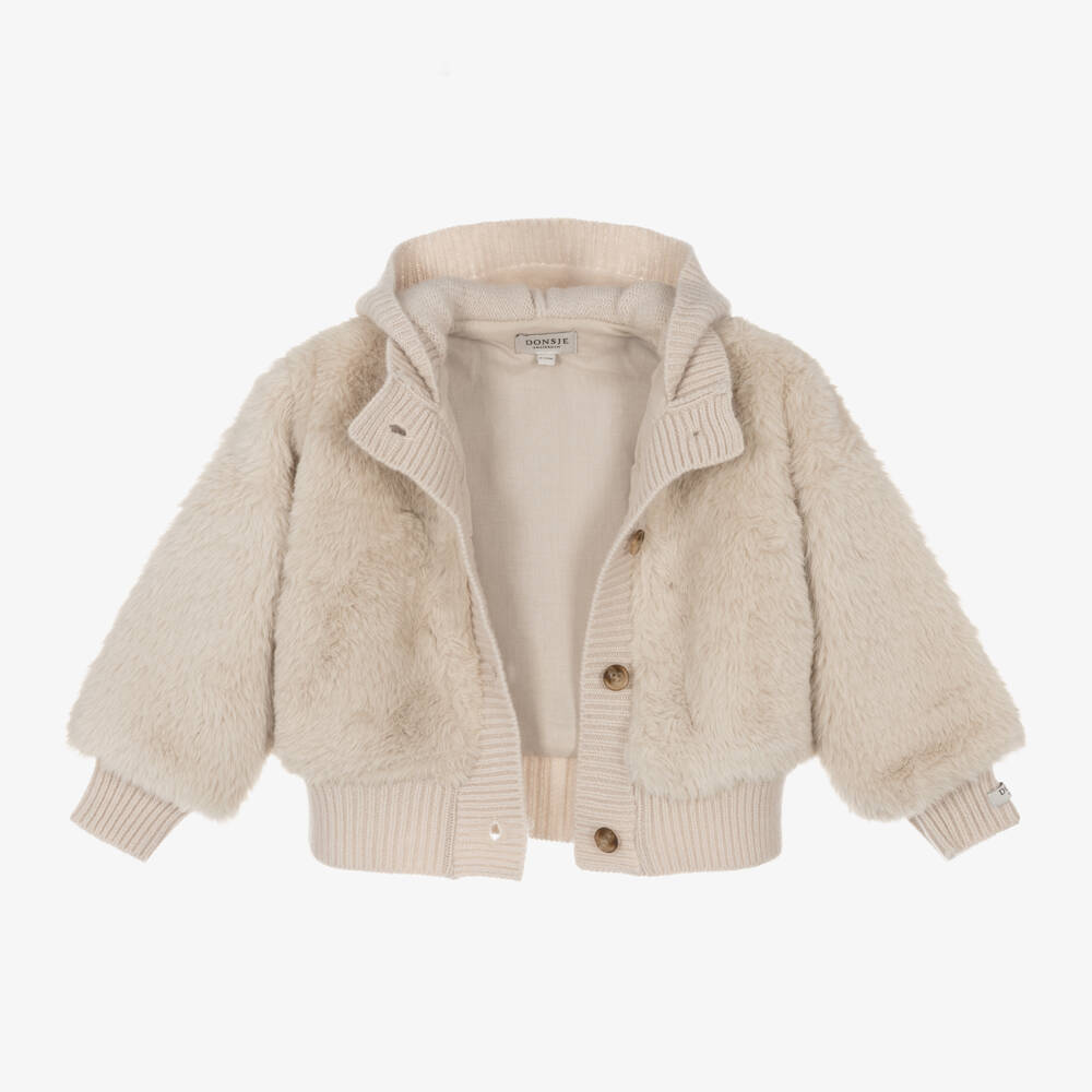 Donsje-Boys Beige Plush Cozy Jacket | Childrensalon Outlet