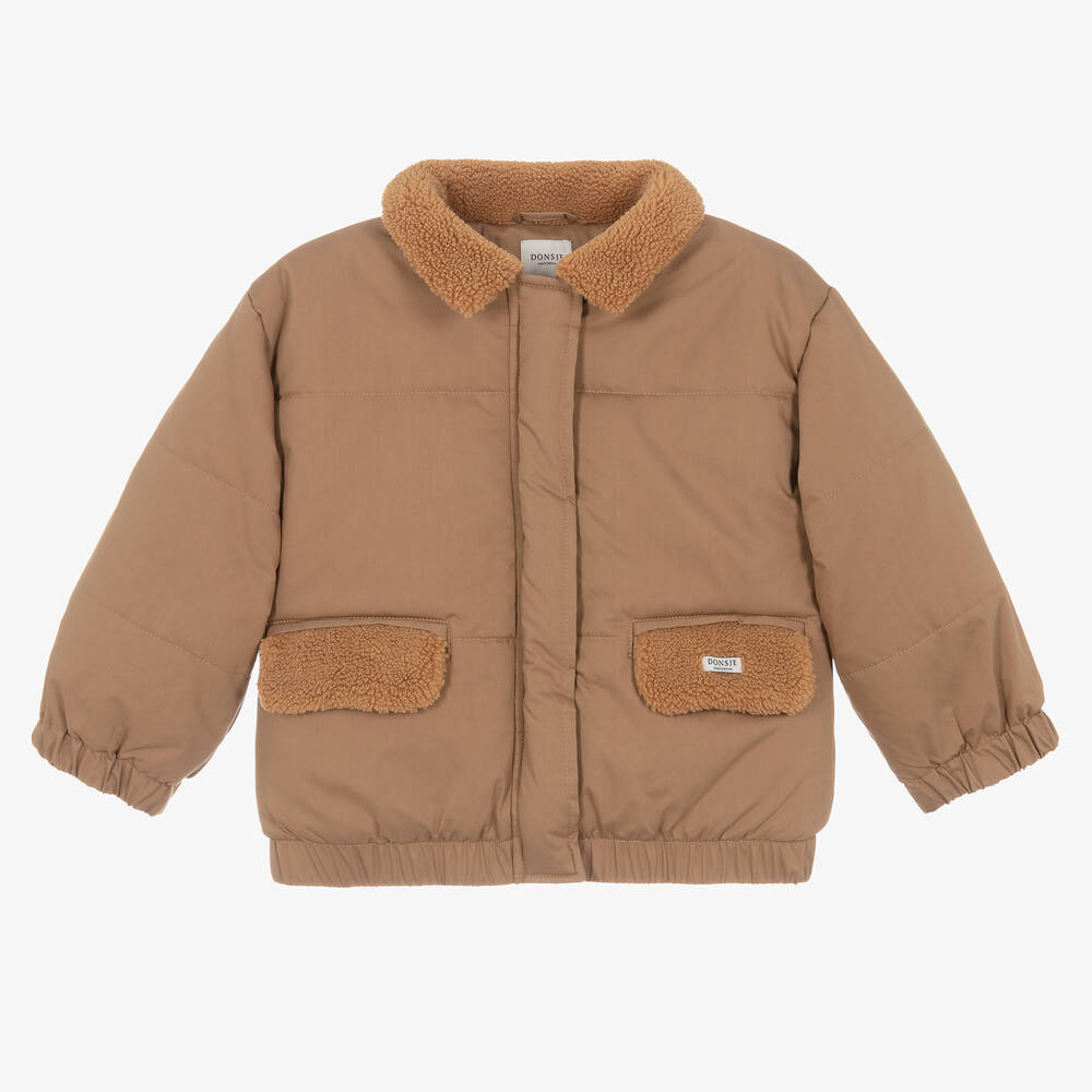 Donsje - Boys Brown Cotton Puffer Jacket | Childrensalon