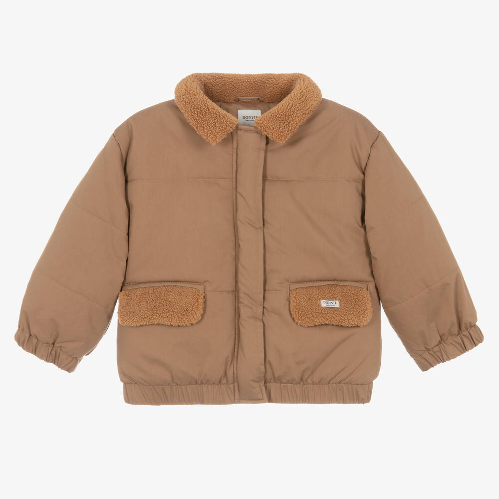 Donsje - Braune Baumwoll-Steppjacke | Childrensalon