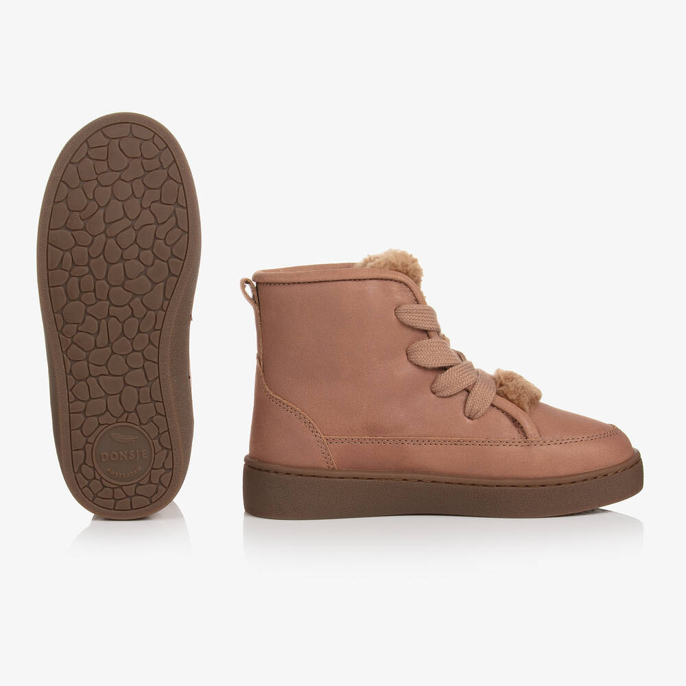 Donsje-Boys Brown Leather Lace-Up Boots | Childrensalon Outlet