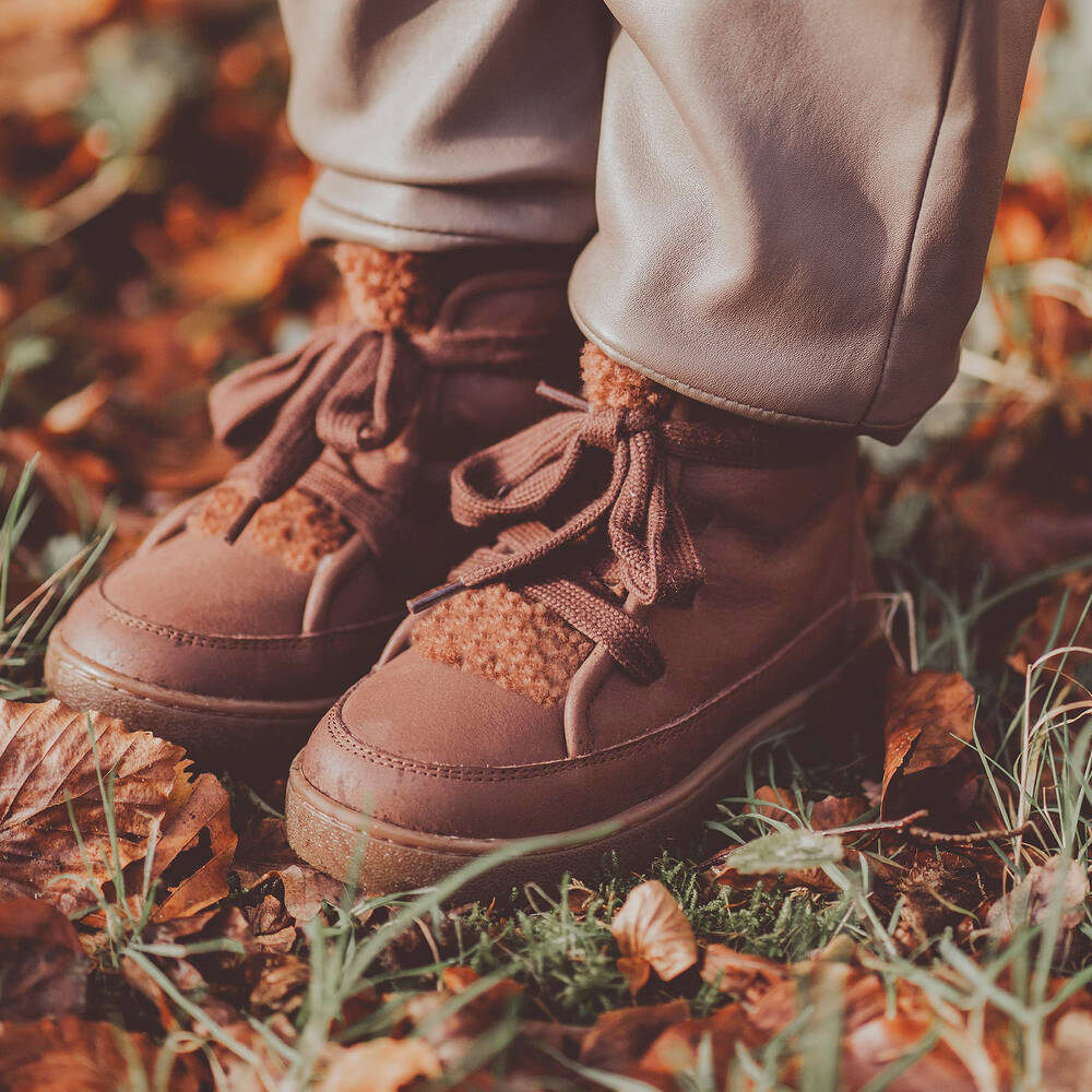 Donsje-Boys Brown Leather Lace-Up Boots | Childrensalon Outlet