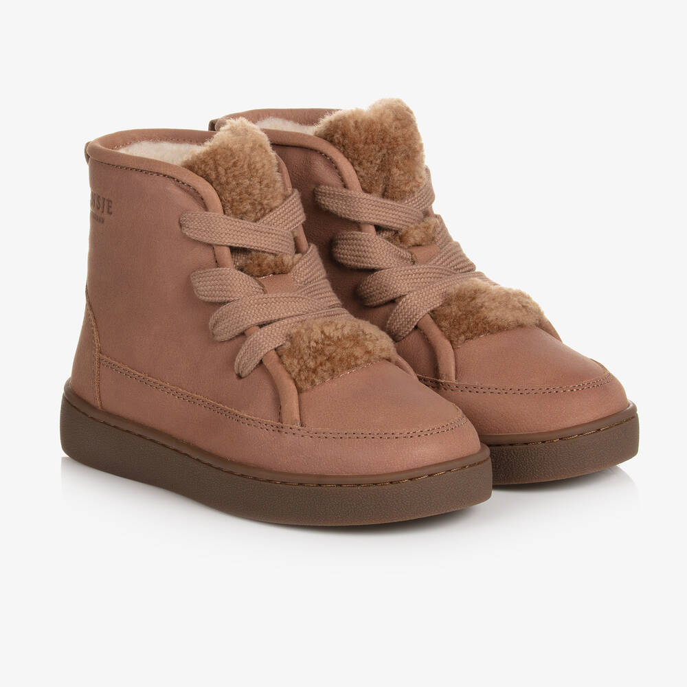 Donsje - Boys Brown Leather Lace-Up Boots | Childrensalon