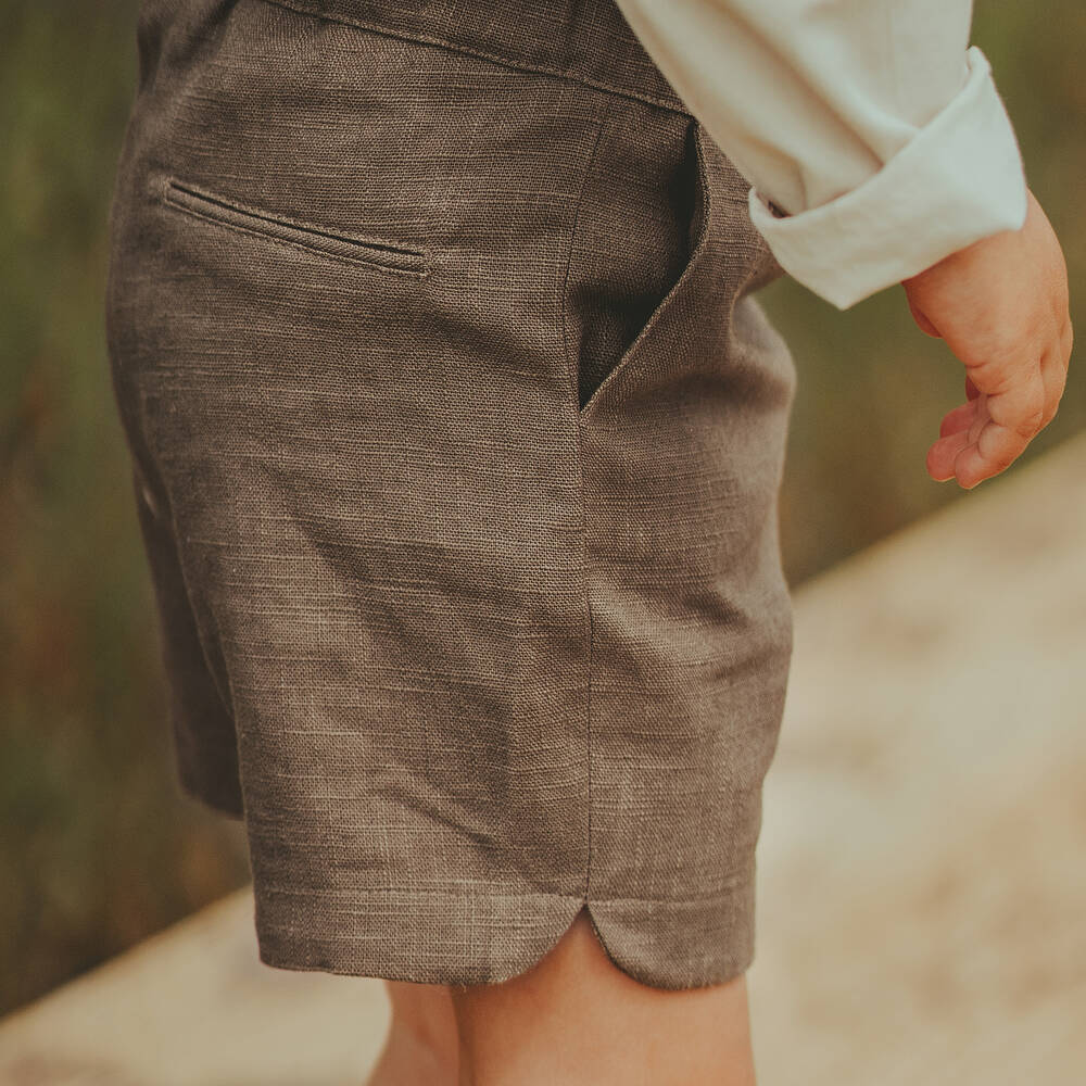 Donsje-شورت كتان لون بني للأولاد | Childrensalon Outlet