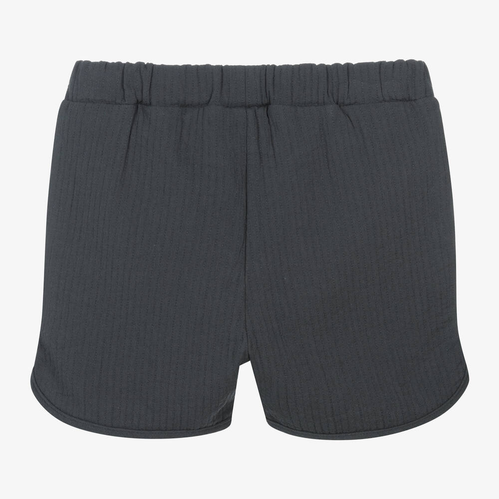 Donsje-Boys Grey Embroidered Cotton Shorts | Childrensalon Outlet